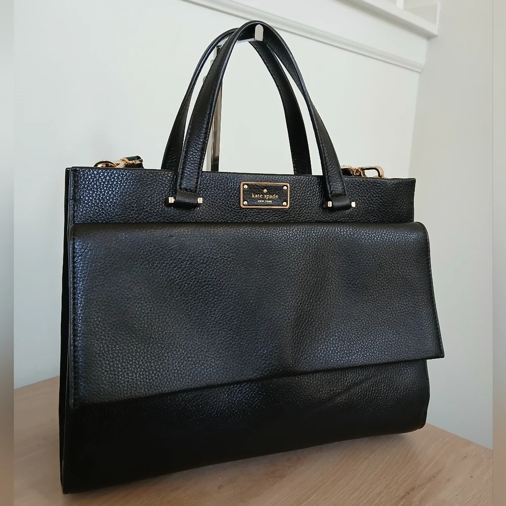 Kate Spade Carena Kay Street Pebble Handbag Purse Black Leather Satchel
